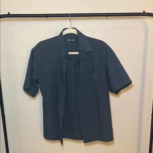 REI Casual Blue Button Down Shirt with Clean Lines